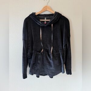 Vince Camuto Cozy Velour Contemporary Black Hooded Pullover Hoodie Size M